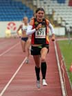 Kate Avery (Shildon) leads the 1500 metresat the 2012 England and North Champs.